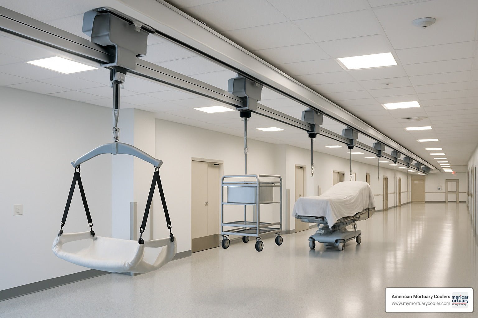 Everything You Need to Know About Overhead Track Systems - American Mortuary Coolers & Equipments Everything You Need to Know About Overhead Track Systems - American Mortuary Coolers & Equipments